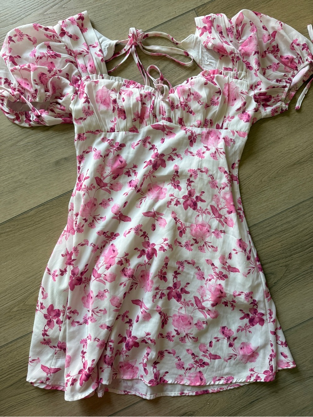 Princess Polly White Dress with Pink Floral Print